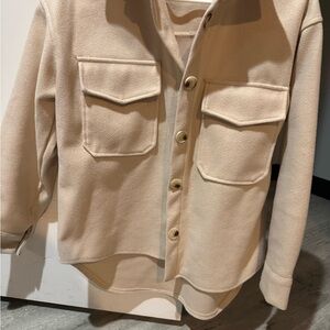 Cream Button-Up Shirt Jacket